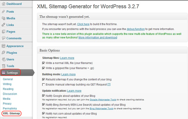 Google XML Sitemap. WORDPRESS plugin XML Feed. XML Sitemap должно быть слово Index. Xml plugin