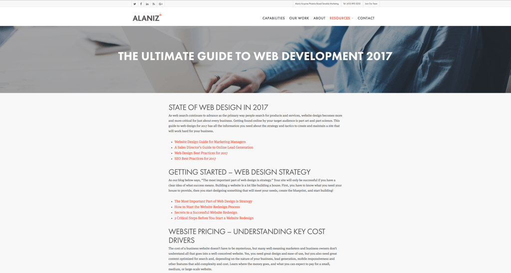 Alaniz Web Development Pillar Page